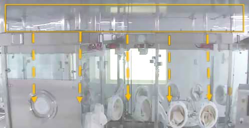 Passive RABs, 5 yellow arrows pointing to glove ports