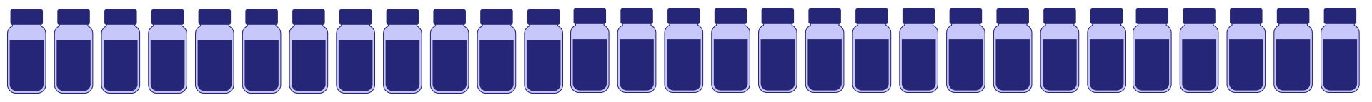 A vector illustration of a row of purple medicine vials spanning the full screen as a page break